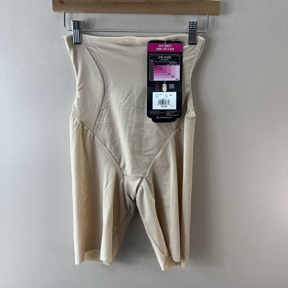 Maidenform Self Expressions Hi-Waist Thigh Slimmer Shapewear Beige Size S SE5001